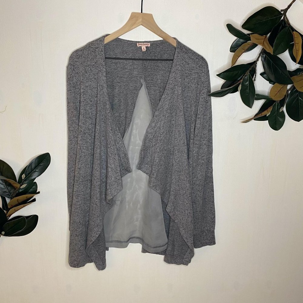 Juicy Couture Sheer Gray Cascade Cardigan